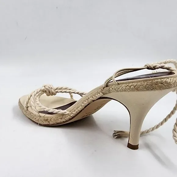 STAUD Chiara Espadrille Sandals Women's 7 Natural High Heel Tassel Braided Rope* - Picture 13 of 15